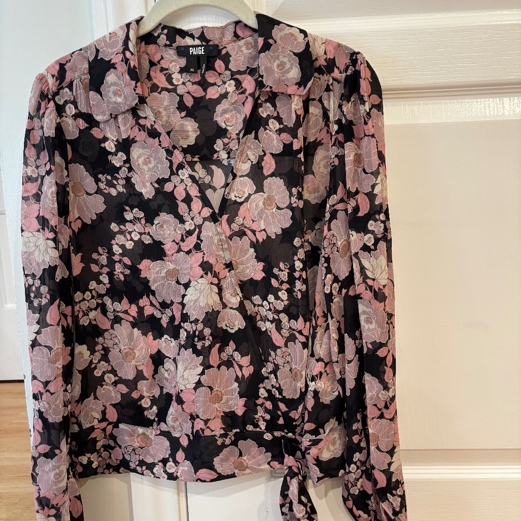Paige Women's Blouse Floral Medium Silk
